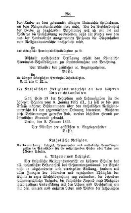 Katholischer Religionsunterricht an den höheren Unterrichtsanstalten : [C. Höhere Lehranstalten]