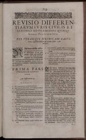Prima Pars Iudicialia Continens.