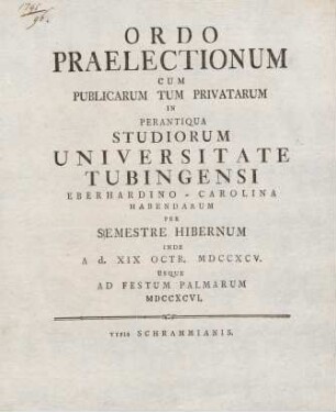 Vorlesungsverzeichnis 1795/96