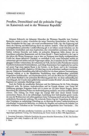 Preußen, Deutschland und die polnische Frage im Kaiserreich und in der Weimarer Republik.