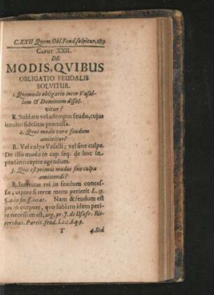 Caput XXII. De Modis, Quibus Obligatio Feudalis Solvitur.