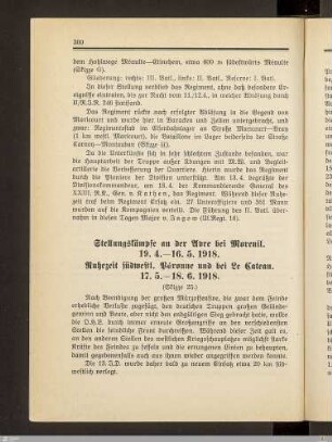Stellungskämpfe an der Avre bei Morenil. Ruhezeit südwestl. Péronne und bei Le Cateau