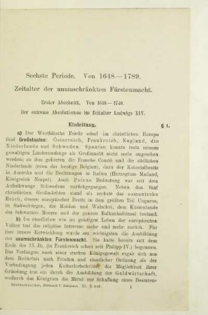 Sechste Periode. Von 1648-1789. Zeitalter der unumschränkten Fürstenmacht
