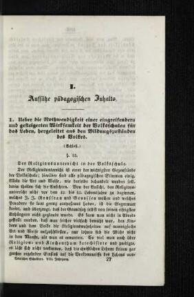 Ueber die Nothwendigkeit einer eingreifendern und gesteigerten Wirksamkeit der Volksschulen für das Leben, hergeleitet aus den Bildungszuständen des Volkes : (Schluß)