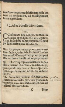 Quid in Scholis discendum.