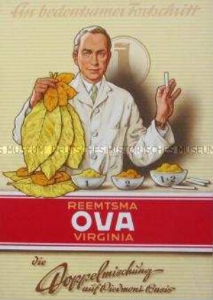 Werbeaufsteller für "Ova"-Zigaretten,"Ein bedeutsamer Fortschritt"
