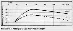 Muskelkraft in Abhängigkeit vom Alter (nach Hettinger)