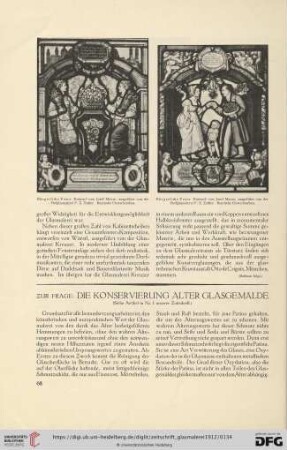 1: Zur Frage: Die Konservierung alter Glasgemälde