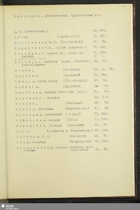Zeichner, Illustratoren, Kupferstecher etc.