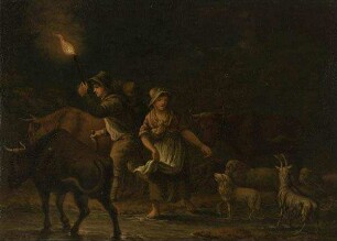 Hirten mit drei Kühen