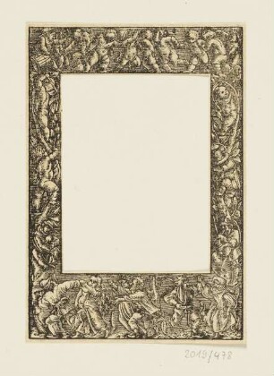 Schmuckrahmen mit tanzenden Paaren, Musikanten und tanzenden Kindern, erstmals erschienen in: Publius Ovidius Naso, "Opera, Castigata ad fidem veterum exemplarium à Ioanne Sichardo", Basel 1527