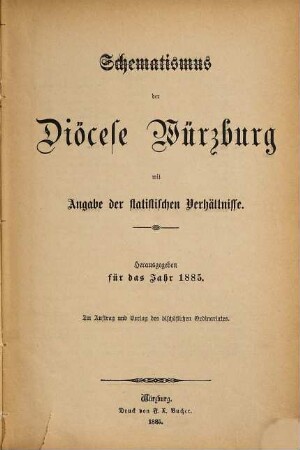 Schematismus der Diözese Würzburg. 1885
