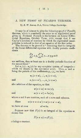 A new proof of Picard's theorem.
