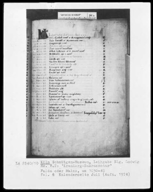 Arenberg-Sakramentar — Kalenderseite Juli, Folio 6