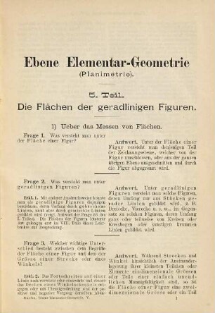 Lehrbuch der ebenen Elementar-Geometrie (Planimetrie) : für den Schulunterricht und das Selbststudium, 5. Die Flächen der geradlinigen Figuren