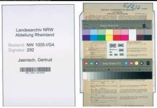 Entnazifizierung Gertrud Jaenisch , geb. 03.04.1921 (Postangestellte)