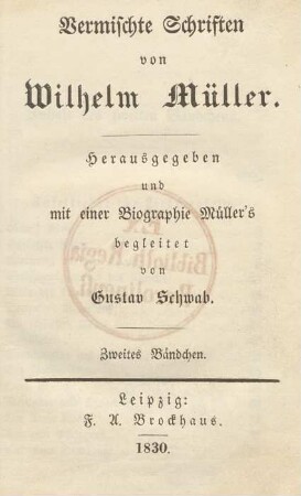 Bändchen 2: Vermischte Schriften