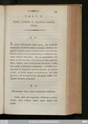 Pars II. Causae cruditatis in conditione corporis obviae.