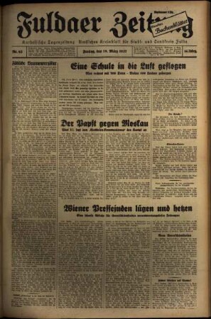 Ausgabe vom Freitag, den 19. März 1937.