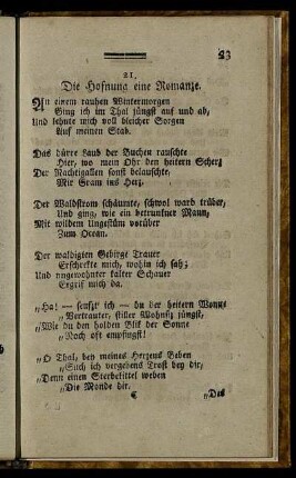21. Die Hofnung eine Romanze.