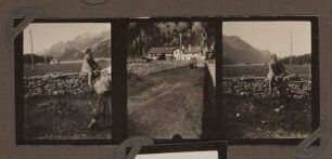 Dreierabzug: Heinrich Zimmer in Berglandschaft in Sils Maria, Herbst 1932
