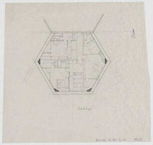"Sternhaus" am Kleinen Wannsee (nicht realisiert) – Südtyp: Grundriss. Berlin-Wannsee, Bismarckstraße