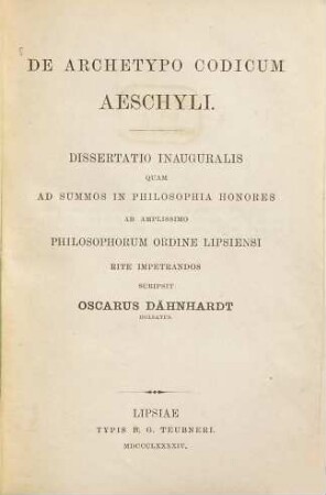 De Archetypo codicum Aeschyli