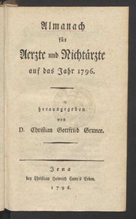 1796: Almanach für Aerzte und Nichtaerzte
