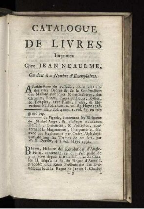 Catalogue de livres