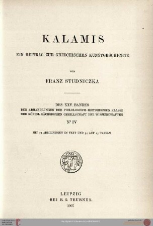 Kalamis : ein Beitrag zur griechischen Kunstgeschichte