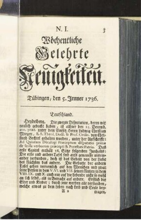 N. I. Tübingen, den 5. Jenner 1736