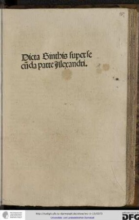 Dicta Sinthis super secunda parte Alexandri.