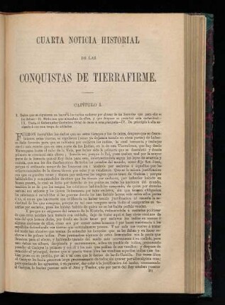 Cuarta noticia historial de las conquistas de Tierra Firme.