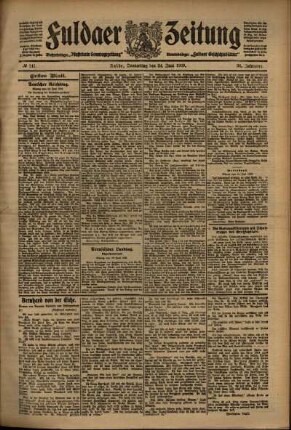 Erste Ausgabe vom Donnerstag, den 24. Juni 1909.