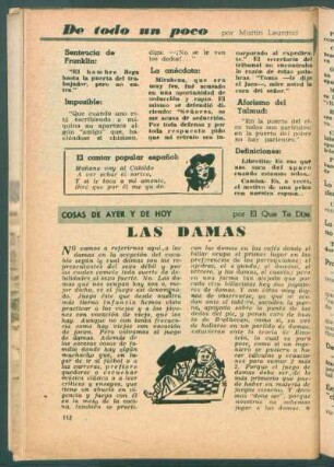 Las damas : Cosas de ayer y de hoy
