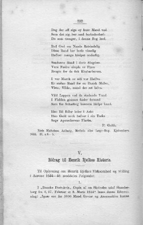 V. Bidrag til Henrik Bjelkes Historie.
