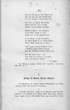 V. Bidrag til Henrik Bjelkes Historie.
