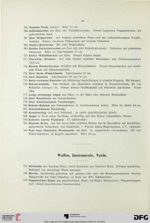 Waffen, Instrumente, Varia (Nr. 787-830)