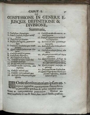 Caput I. De Confessione In Genere Ejusque Definitione & Divisione.