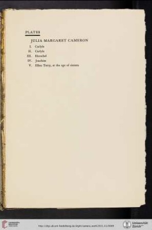 Julia Margaret Cameron [list of plates]
