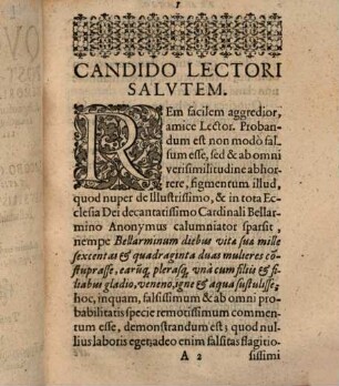 Libelli Famosi Qvo Vix Post Hominvm Memoriam Impvdentior & flagitiosior prodiit aduersus Illustrissimum Cardinalem Robertvm Bellarminvm, castigatio
