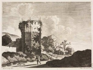 Italienische Landschaft mit achteckigem Turm
