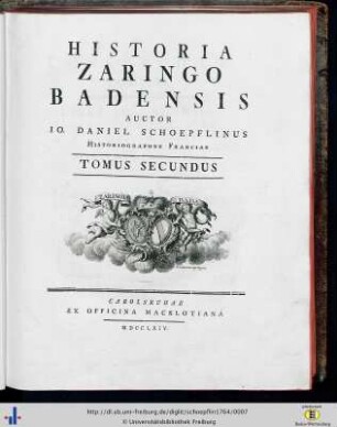 Tomus Secundus: Historia Zaringo-Badensis