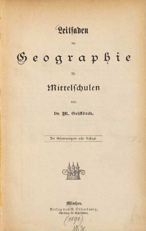 Leitfaden der Geographie für Mittelschulen