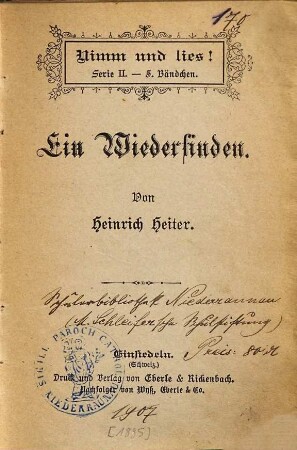 Ein Wieder finden : Von Heinrich Heiter
