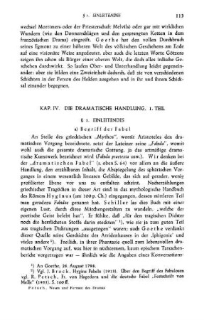 Kap. IV. Die Dramatische Handlung, 1. Teil