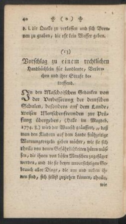 13. Vorschlag zu einem rechtlichen Handbüchlein für Landleute, Verbrechen und ihre Strafe betreffend