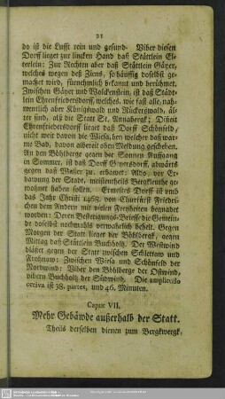 Caput VII. Mehr Gebäude außerhalb der Statt