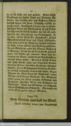 Caput VII. Mehr Gebäude außerhalb der Statt