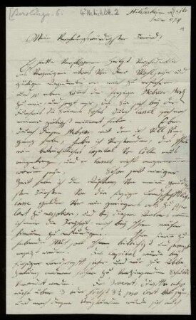 Brief von Franz Cölestin von Beroldingen an Rudolf Erich Raspe